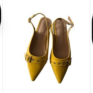 pointing toe yellow flats dressing flats